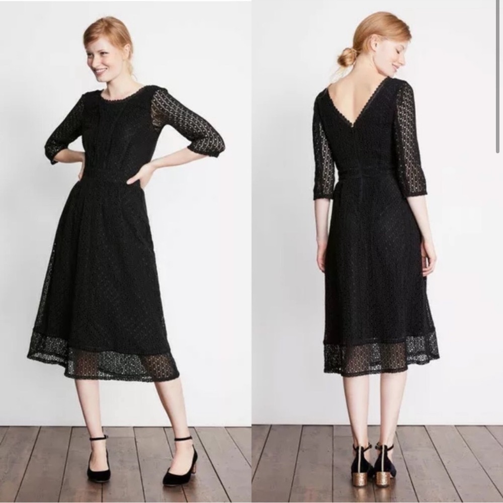 Boden Black Lace Midi Dress
